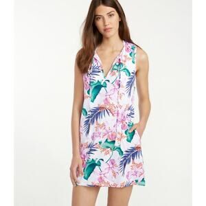 Tommy Bahama Orchid Canopy Swim Mini Dress w Pockets Tropical Print- Size M -GUC